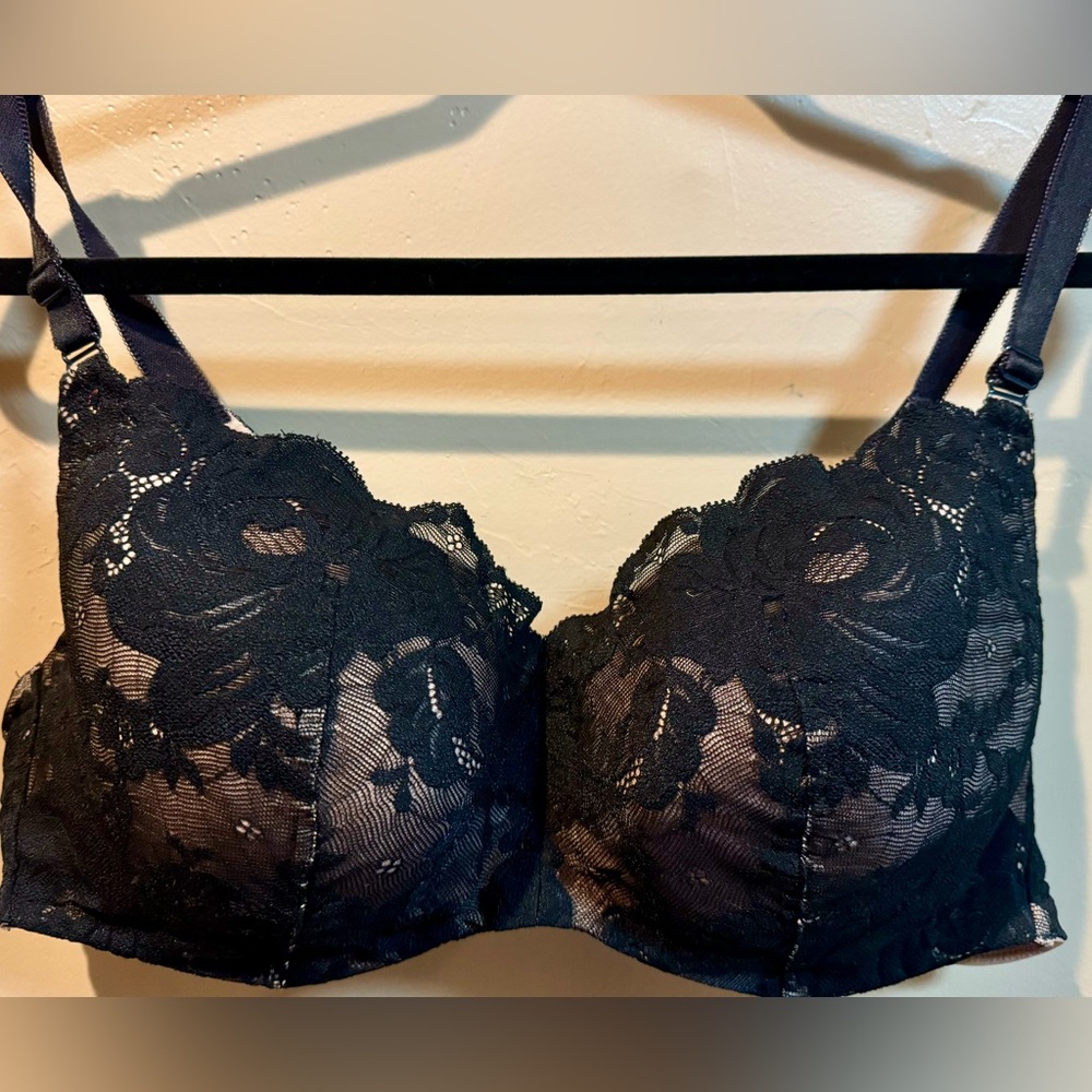 Torrid Plus Size Bra Size 42C balconette black lace.